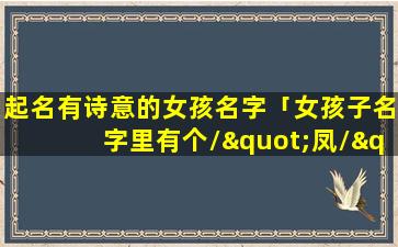 起名有诗意的女孩名字「女孩子名字里有个\